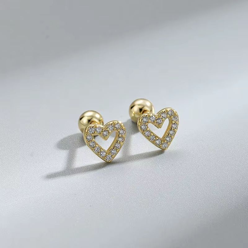 Hypoallergenic Heart Cartilage Earrings For Women  Screw Back Helix Stud Earrings For Sensitive Ear 7