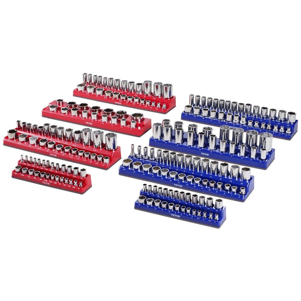 Socket Organizer Set Magnetic Socket Holder Metric SAE Socket Trays With Clear Labels Holds Standar 8