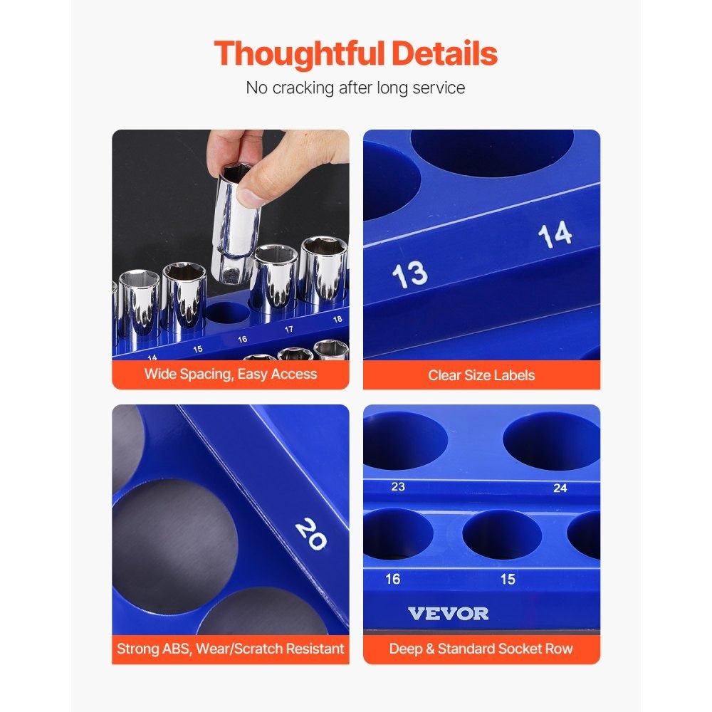 Socket Organizer Set Magnetic Socket Holder Metric SAE Socket Trays With Clear Labels Holds Standar 4