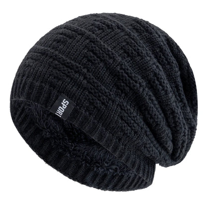 Plush Fur Lined Hats For Men Women, Unisex Fashion Beanie Hat, Solid Ski Sports Winter Cap, Keep Warm Knitted Hat