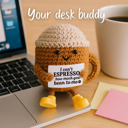 Funny Crochet Coffee Dolls Handmade Emotional Support Doll Desktop Ornament Christmas Gifts Home De 3