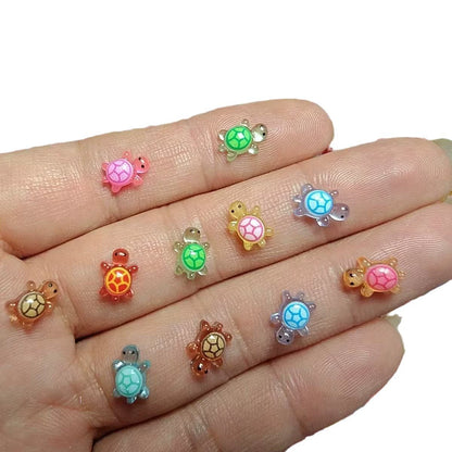 100Pcs Mini Resin Turtles, Tiny Realistic Turtles, Night Glow Figurines, Small Acrylic Animals for Micro Landscaping