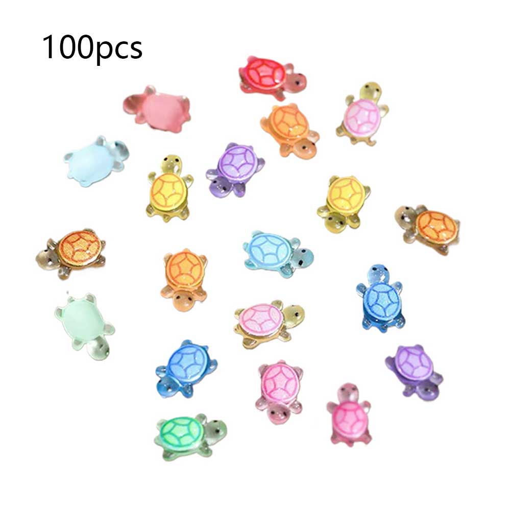 100Pcs Mini Resin Turtles Tiny Realistic Turtles Night Glow Figurines Small Acrylic Animals For Mic 4