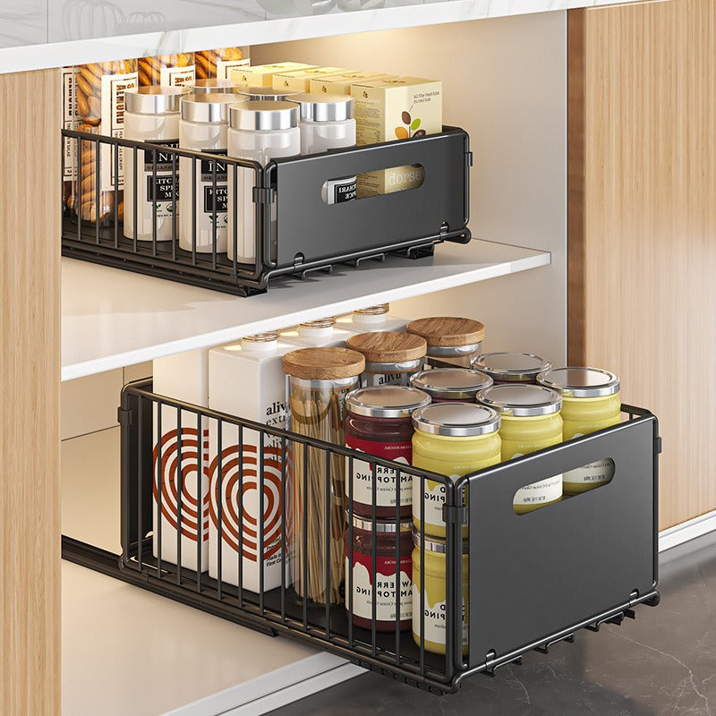 Kitchen Storage Rack, Pull-out Storage Box, Home Seasoning Rack, Deep Cabinet Storage, Internal Basket