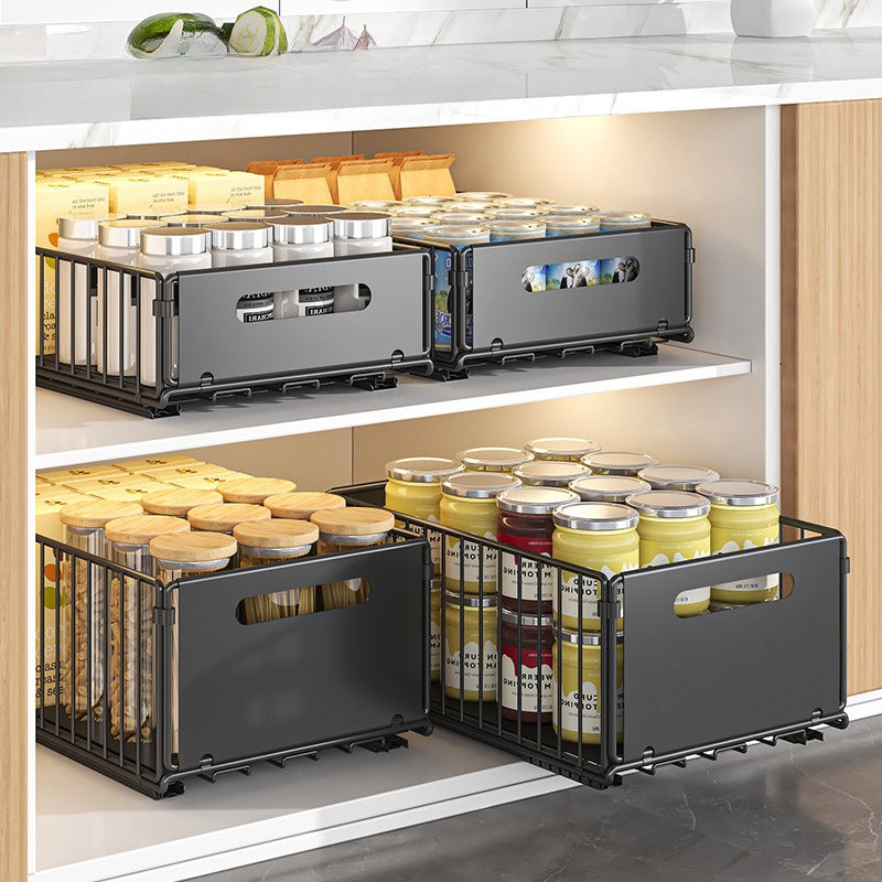 Kitchen Storage Rack Pullout Storage Box Home Seasoning Rack Deep Cabinet Storage Internal Basket 1