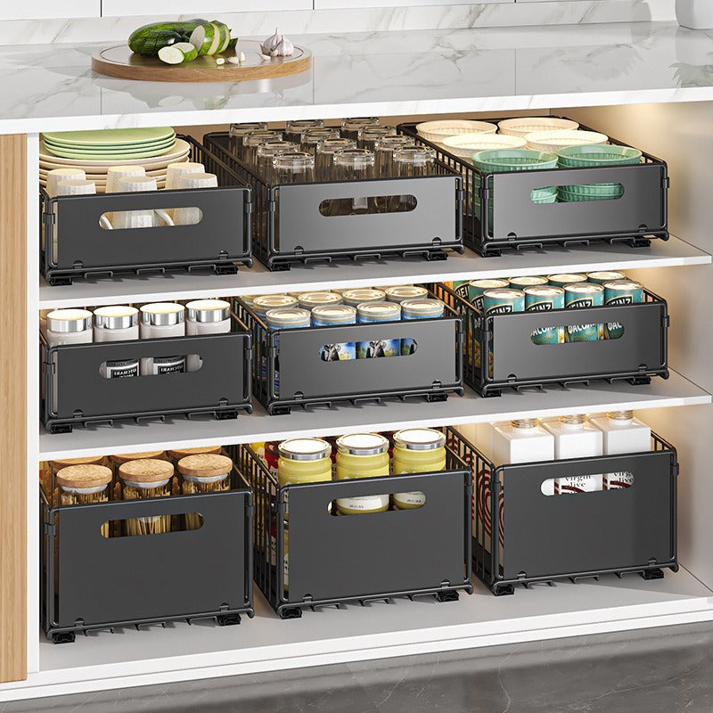 Kitchen Storage Rack Pullout Storage Box Home Seasoning Rack Deep Cabinet Storage Internal Basket 2
