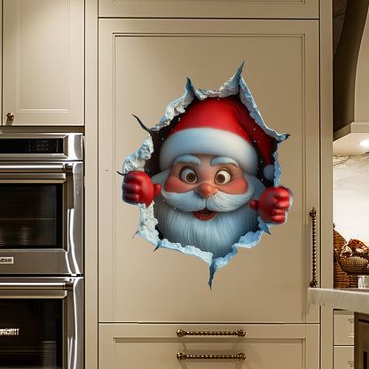 PVC Waterproof Christmas Santa Wall Stickers, Door Window Wall Decals, DIY Peel Sticker, Home Living Room & Party Decor