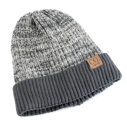 Warm Beanie Cap Casual, New Unisex Two-Tone Winter Hat, Men And Women Fashion, Fur Lined Winter Knitted Hats