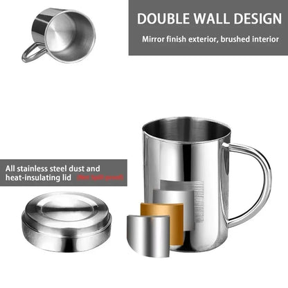 Stainless Steel Cup Portable Water Cup Reusable Easy To Clean With Handle Suitable For Office Outdo 2
