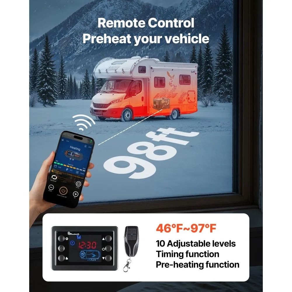 All In One Portable Diesel Heater Diesel Air Heater Bluetooth App Control LCD Screen Remote Control 2