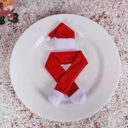 Scarf Hat Wine Bottle Decor, Red Christmas Bottle Covers, Xmas Dinner Table New Year Party Home Decoration