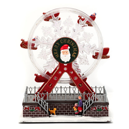 Xmas Santa Claus Spinning Light Up Ferris Wheel, Octavo Music Box, New Year Christmas Gift, Home Party Decoration