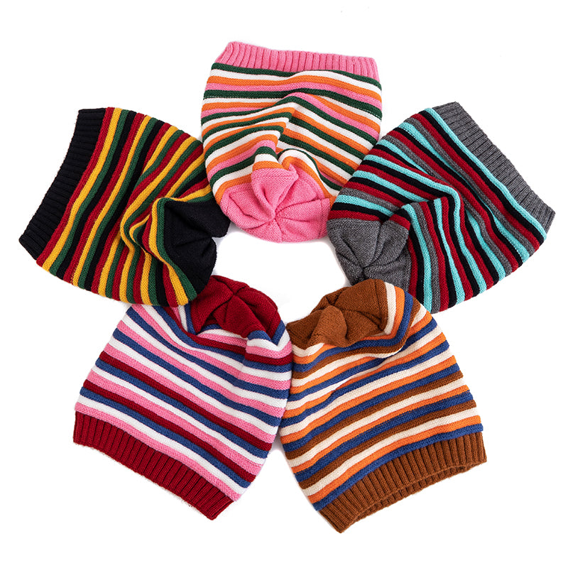 Winter Hats Keep Warm Beanie New Women Slouchy Casual Knitted Cap Striped Design 3