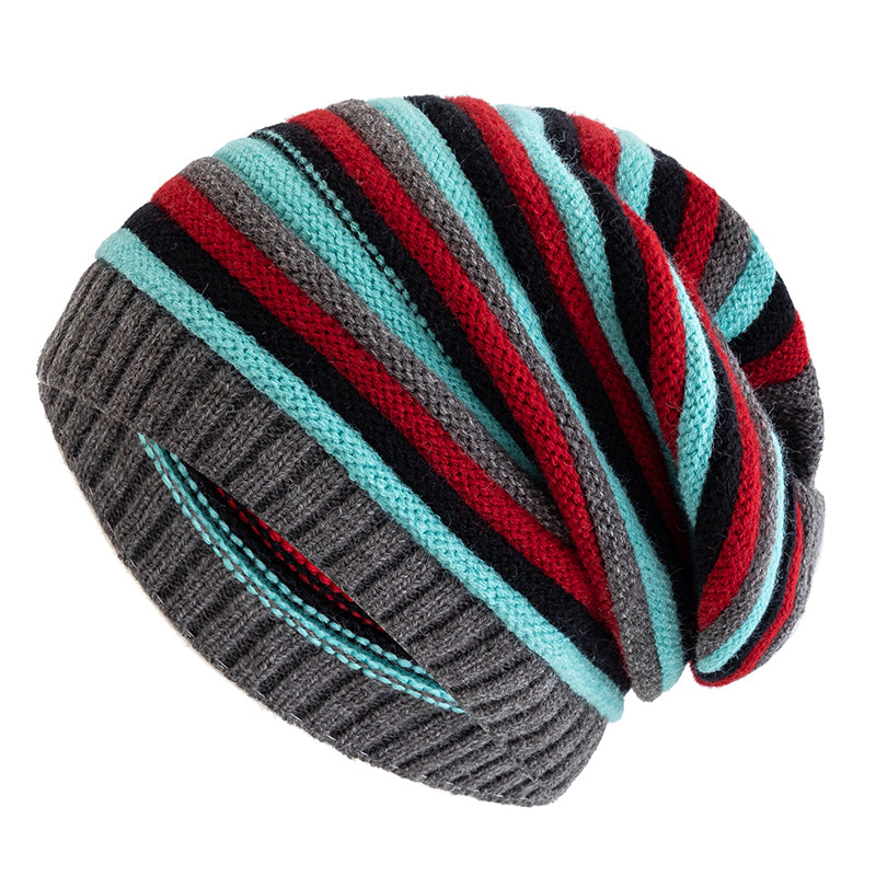 Winter Hats Keep Warm Beanie New Women Slouchy Casual Knitted Cap Striped Design 7