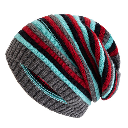 Winter Hats Keep Warm Beanie New Women Slouchy Casual Knitted Cap Striped Design 7