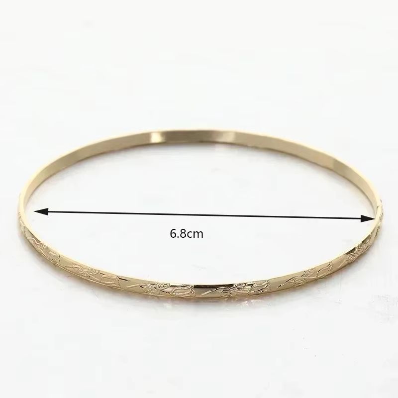 Herseygold Slim Gold Bangle Bracelet Set  Carved Flower Layered Cuff For Brides  Everyday Elegance 5