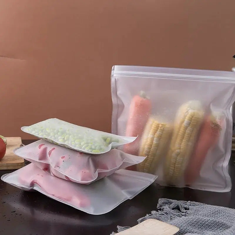Silicone Food Storage, Reusable Containers, Leak proof Food Storage Bags, Stand Up Zip Lunch Bags, Fresh Food Cup