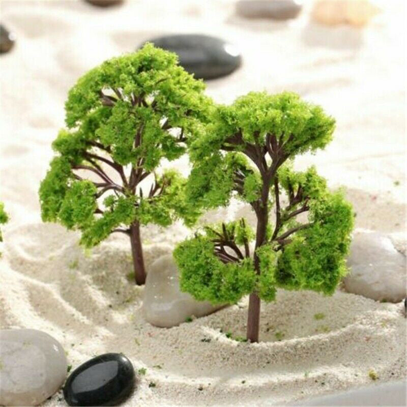 10pcs Plastic Model Trees, 4CM Railroad Scenery, Diorama Ornaments, House Living Room Kitchen Decor