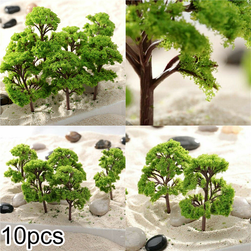 10pcs Plastic Model Trees, 4CM Railroad Scenery, Diorama Ornaments, House Living Room Kitchen Decor