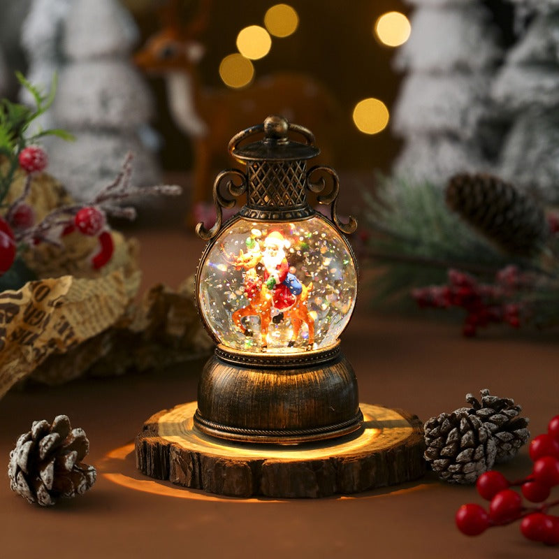 Santa Claus with Music Floating, Snow Ornaments Christmas Tree, Luminous Bedside Lamp Snowman, Night Light New Year Gift