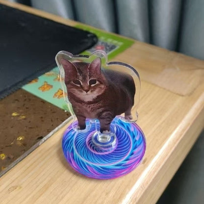 Cute Cat Acrylic Rotating Kitten Stand, Desk Decoration, Home Decor, Car, Motorcycle, Kids, Adults Gifts