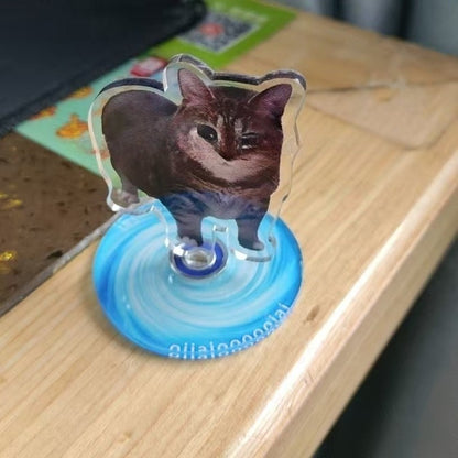 Cute Cat Acrylic Rotating Kitten Stand, Desk Decoration, Home Decor, Car, Motorcycle, Kids, Adults Gifts