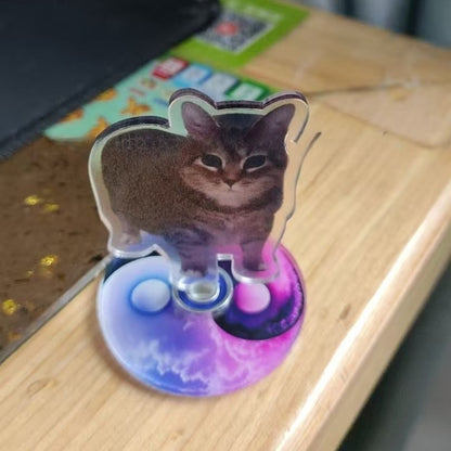 Cute Cat Acrylic Rotating Kitten Stand, Desk Decoration, Home Decor, Car, Motorcycle, Kids, Adults Gifts