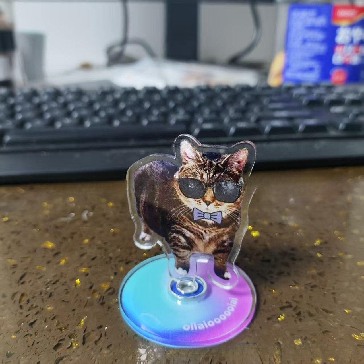 Cute Cat Acrylic Rotating Kitten Stand, Desk Decoration, Home Decor, Car, Motorcycle, Kids, Adults Gifts