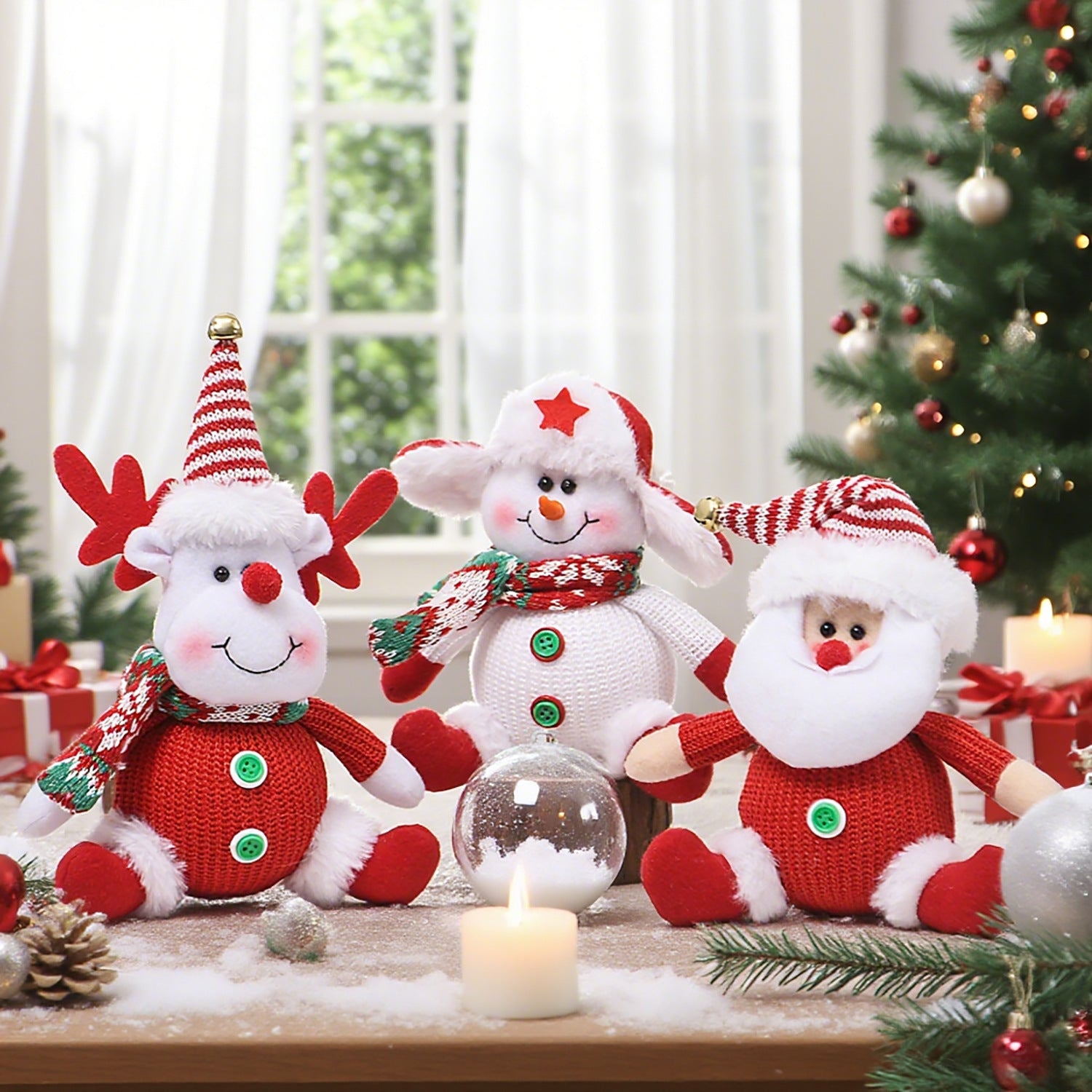 Santa Claus Snowman, Elk Doll Children Xmas Gift, Tree Plush Ornaments, Home Christmas Decorations, Party New Year