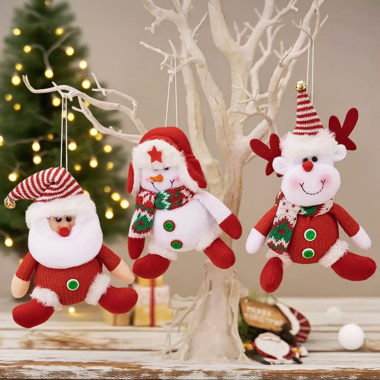 Santa Claus Snowman, Elk Doll Children Xmas Gift, Tree Plush Ornaments, Home Christmas Decorations, Party New Year