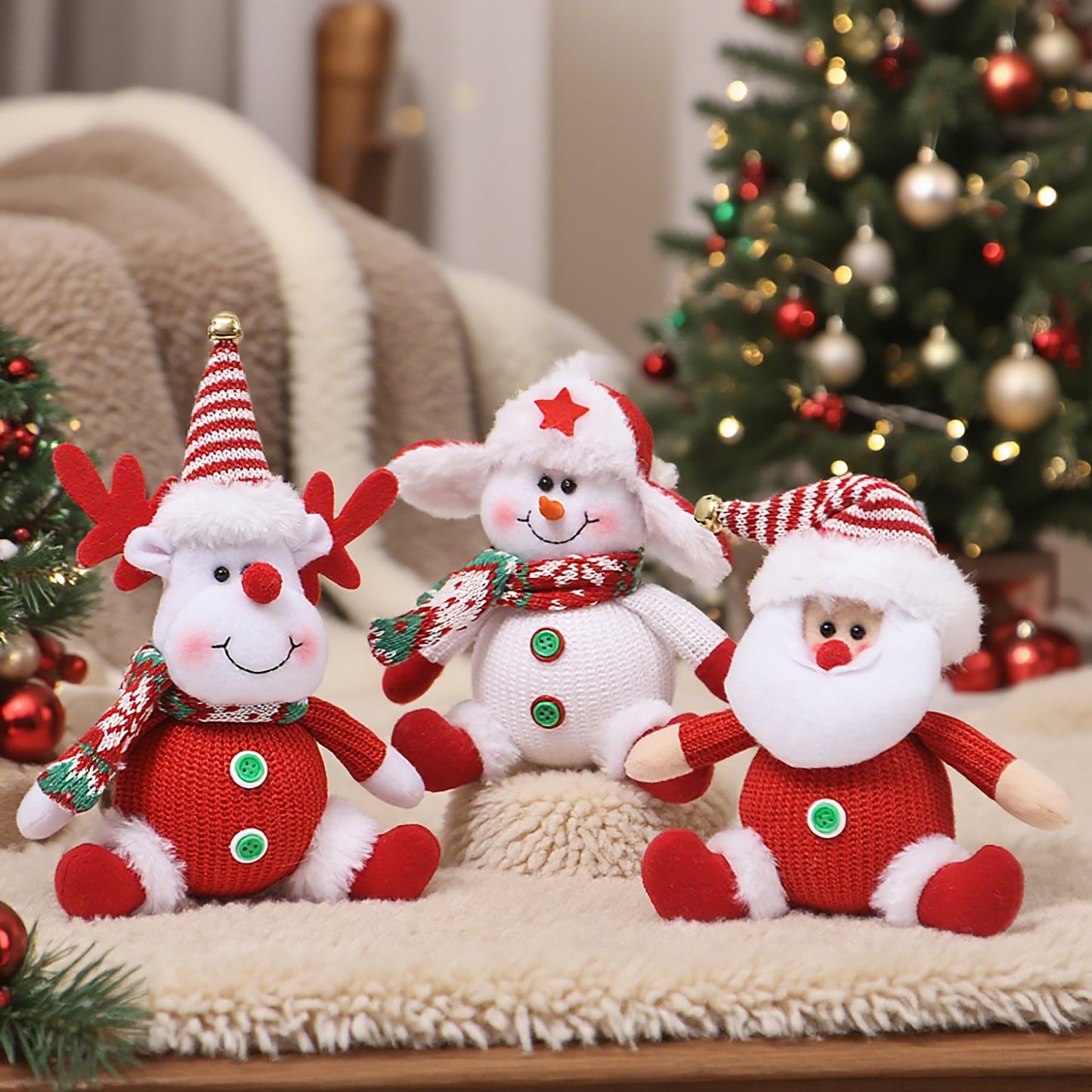 Santa Claus Snowman, Elk Doll Children Xmas Gift, Tree Plush Ornaments, Home Christmas Decorations, Party New Year