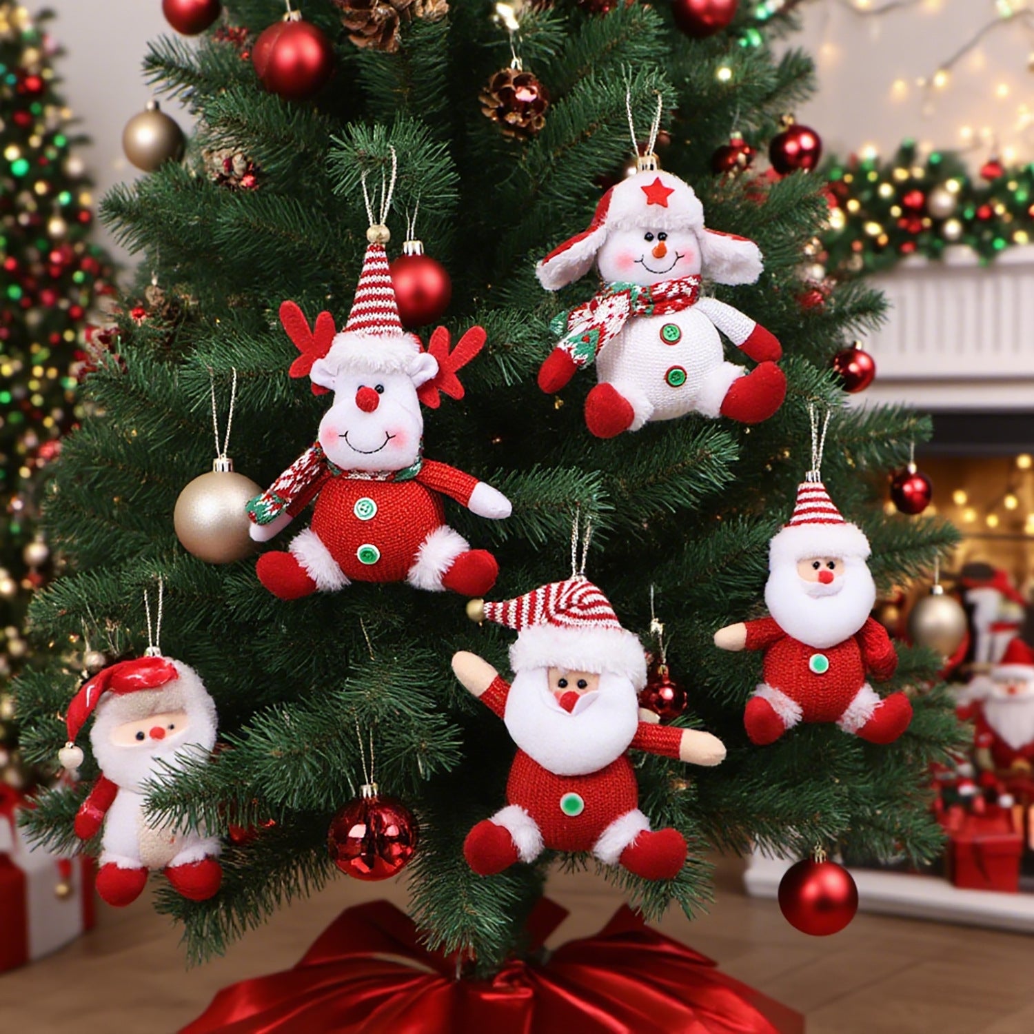 Santa Claus Snowman, Elk Doll Children Xmas Gift, Tree Plush Ornaments, Home Christmas Decorations, Party New Year