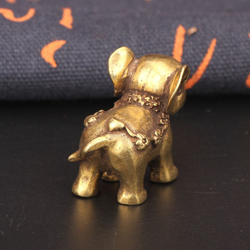 Antique Bronze Elephant Figurines Miniature Tea Pet Solid Copper Home Decor Table Ornament Animal C 3