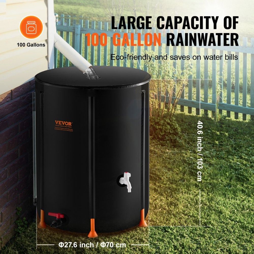 Collapsible Rain Barrel Rain Catcher With Spigots Overflow Kit 3
