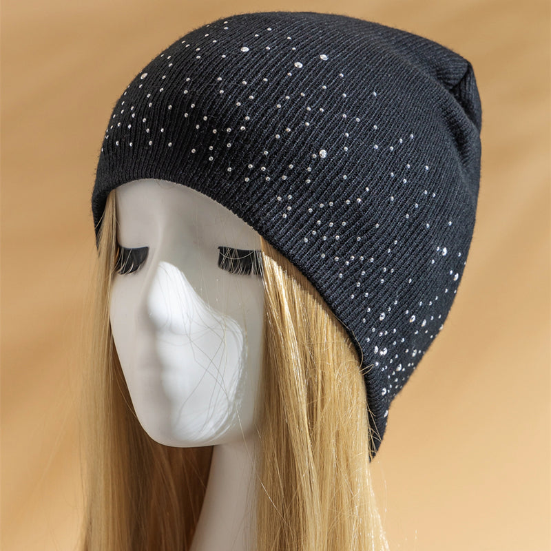 Fall Hat Stylish & Shiny Rhinestone Decor, Women Casual Winter, Outdoor Streetwear Knitted Beanie