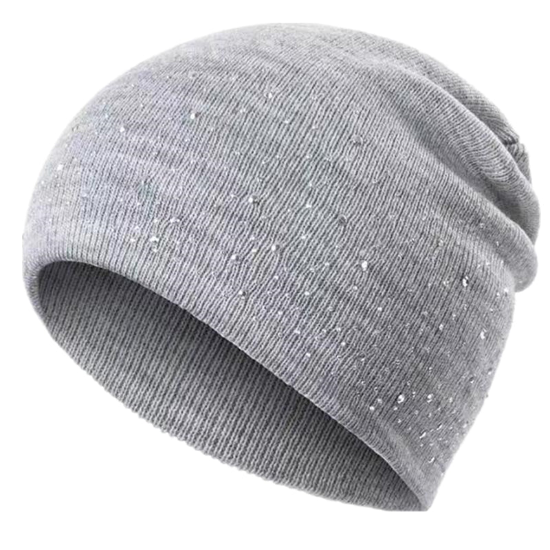 Fall Hat Stylish  Shiny Rhinestone Decor Women Casual Winter Outdoor Streetwear Knitted Beanie 4