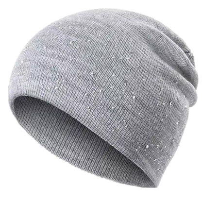 Fall Hat Stylish  Shiny Rhinestone Decor Women Casual Winter Outdoor Streetwear Knitted Beanie 4