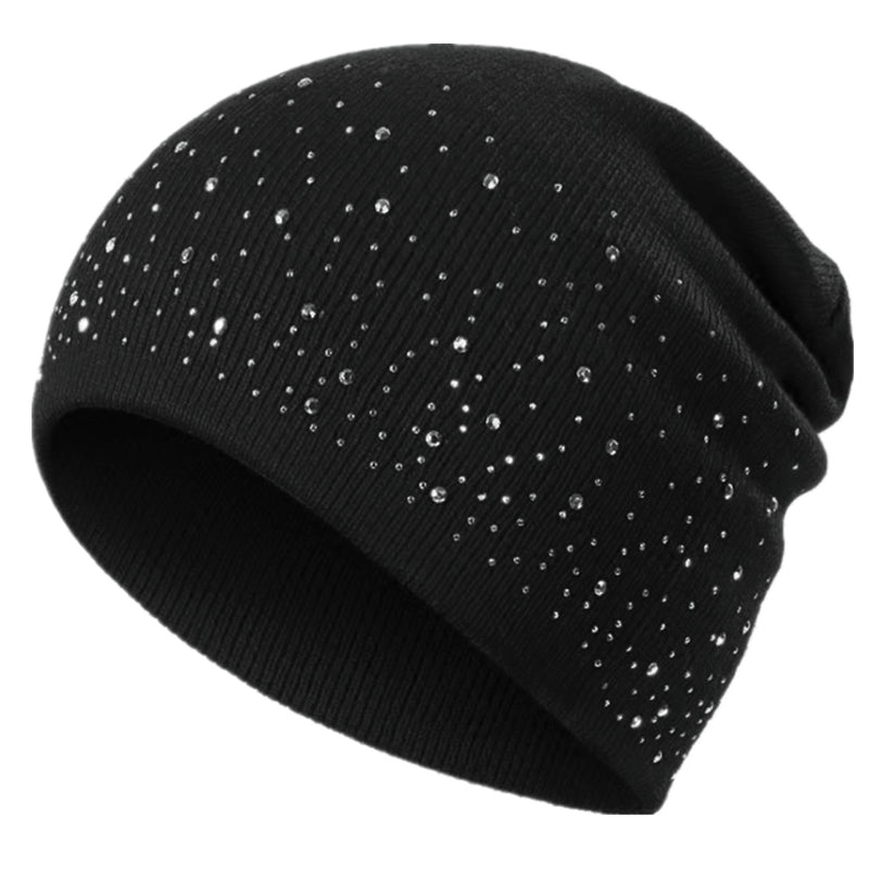 Fall Hat Stylish  Shiny Rhinestone Decor Women Casual Winter Outdoor Streetwear Knitted Beanie 6