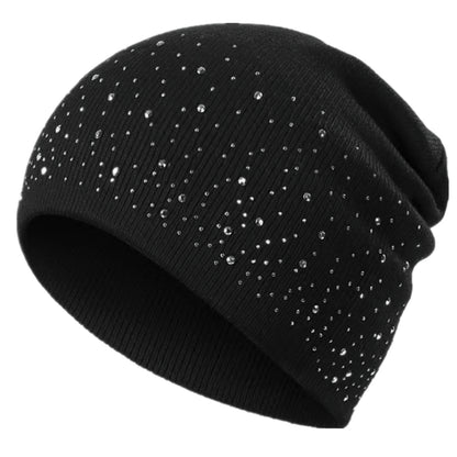 Fall Hat Stylish  Shiny Rhinestone Decor Women Casual Winter Outdoor Streetwear Knitted Beanie 6