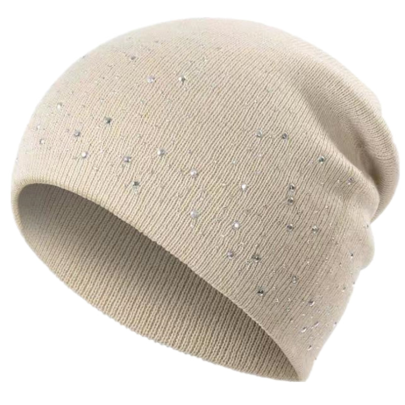 Fall Hat Stylish  Shiny Rhinestone Decor Women Casual Winter Outdoor Streetwear Knitted Beanie 8