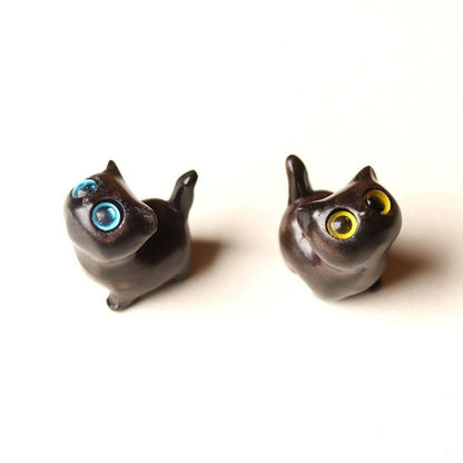 Sandalwood Cat Figurine Kawaii Cartoon Wooden Carved Cute Animal Desktop Toy Exquisite Bedroom Deco 4
