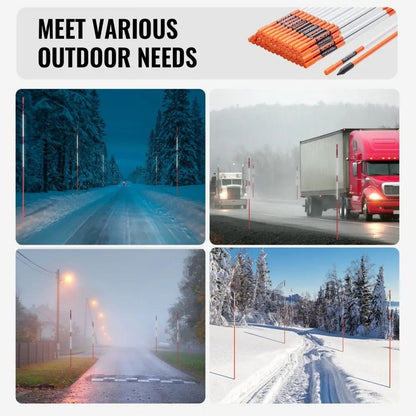 Orange Fiberglass Driveway Markers Snow Stakes With Reflective Tape Steel Drill Bit Gloves For Walk 5