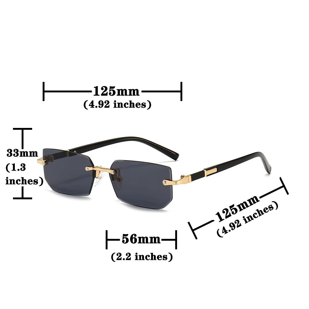 Rimless Rectangle Small Square Sunglasses For Women And Men 2