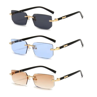 Rimless Rectangle Small Square Sunglasses For Women And Men 15