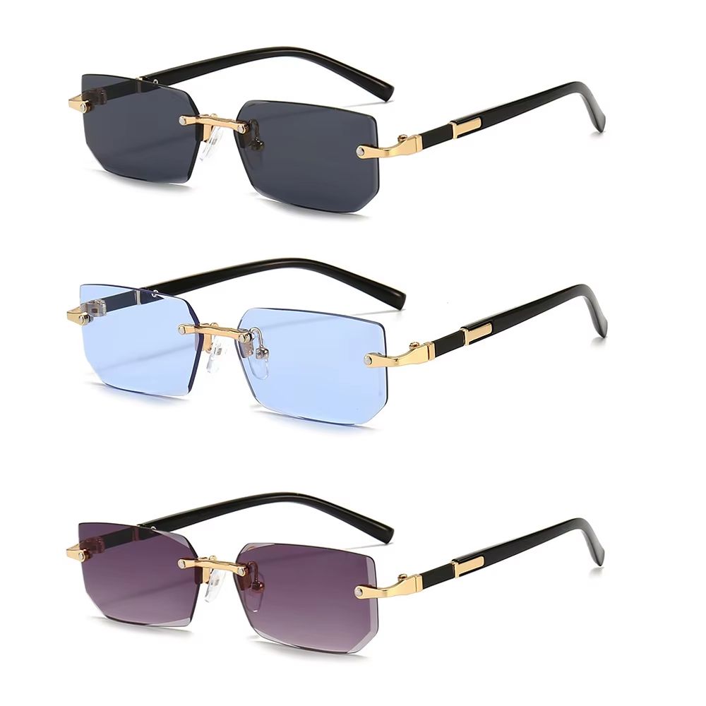 Rimless Rectangle Small Square Sunglasses For Women And Men 16