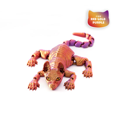 Printed Hairless Sphynx Cat Figurine Realistic Articulated Cat Toy Fidget Toy For Cat Lover Collect 5