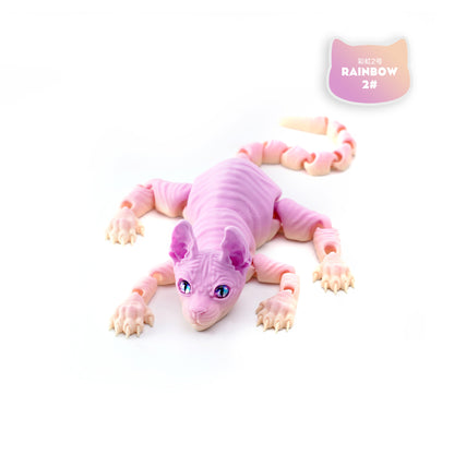 Printed Hairless Sphynx Cat Figurine Realistic Articulated Cat Toy Fidget Toy For Cat Lover Collect 8
