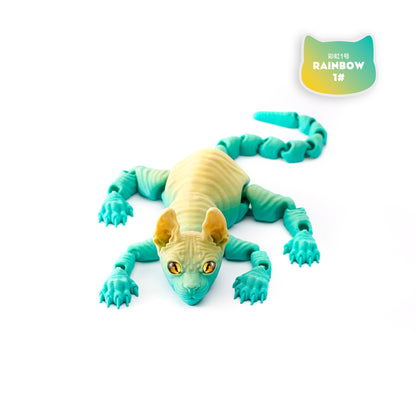 Printed Hairless Sphynx Cat Figurine Realistic Articulated Cat Toy Fidget Toy For Cat Lover Collect 14