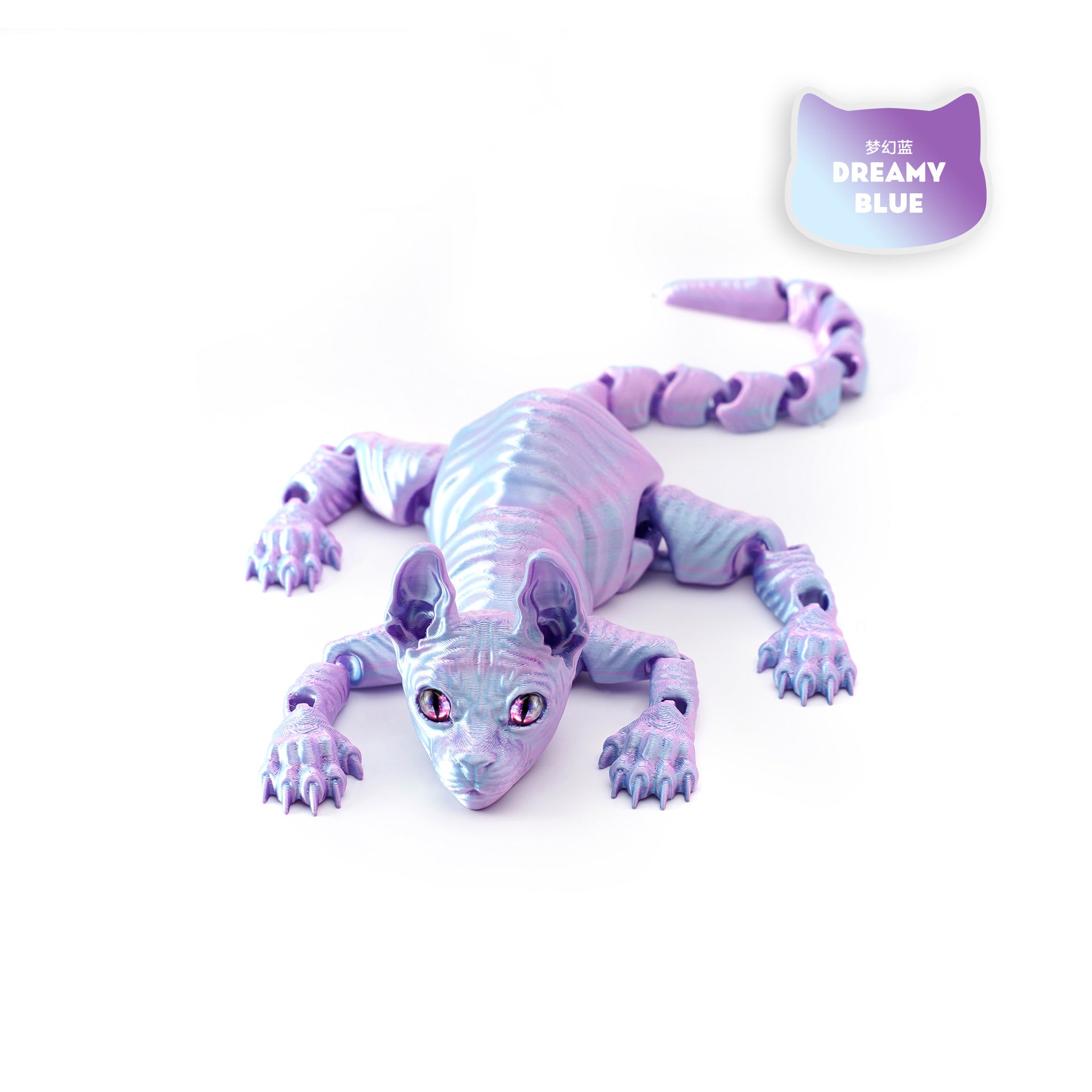 Printed Hairless Sphynx Cat Figurine Realistic Articulated Cat Toy Fidget Toy For Cat Lover Collect 15