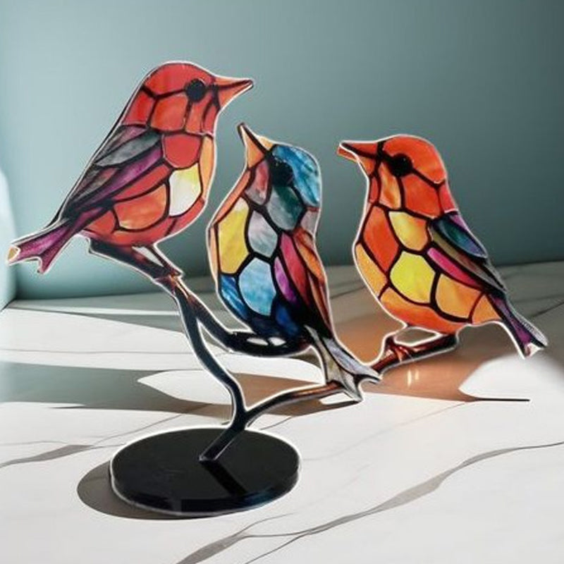 1PC Colourful Bird Desktop Decoration, Acrylic Small Ornament, Home Cubic Decoration
